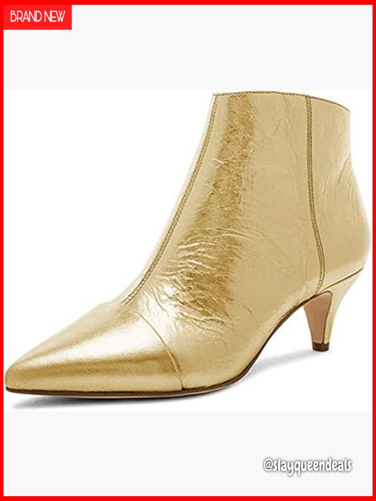 Chic Low Kitten Heel Ankle Boots Pointed Toe Side Zipper Glitter Party